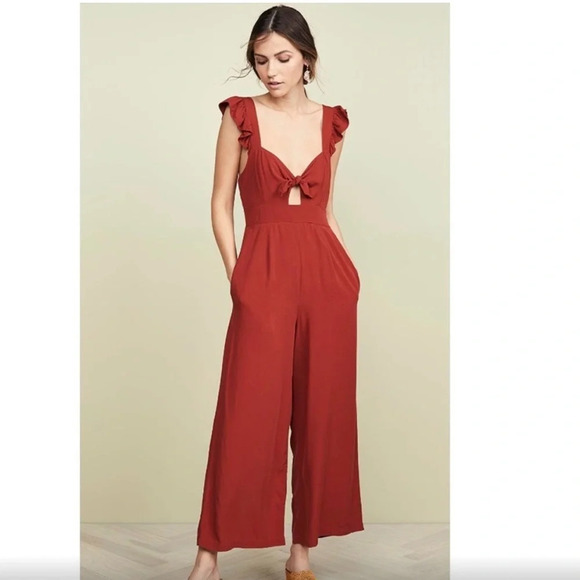 L*Space Red Tie Front Romper Size Small - Picture 2 of 4